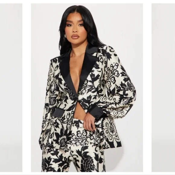 NWT/ Floral Black and White Women's Suit - Picture 2 of 7